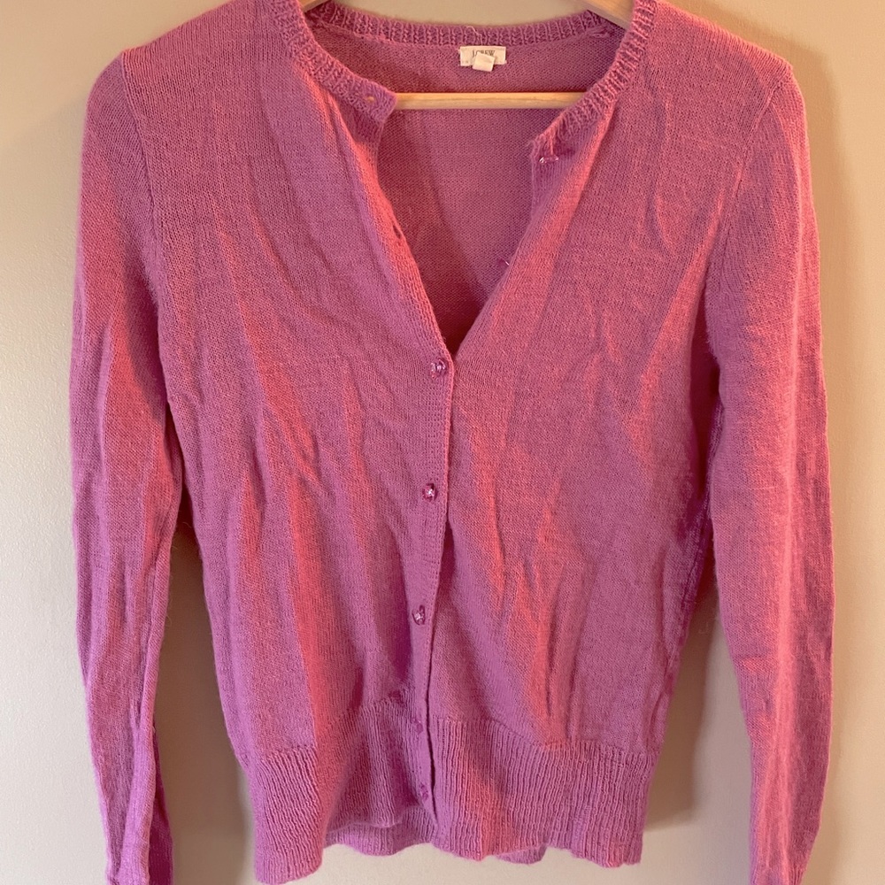 Lilac J Crew Button Down Sweater